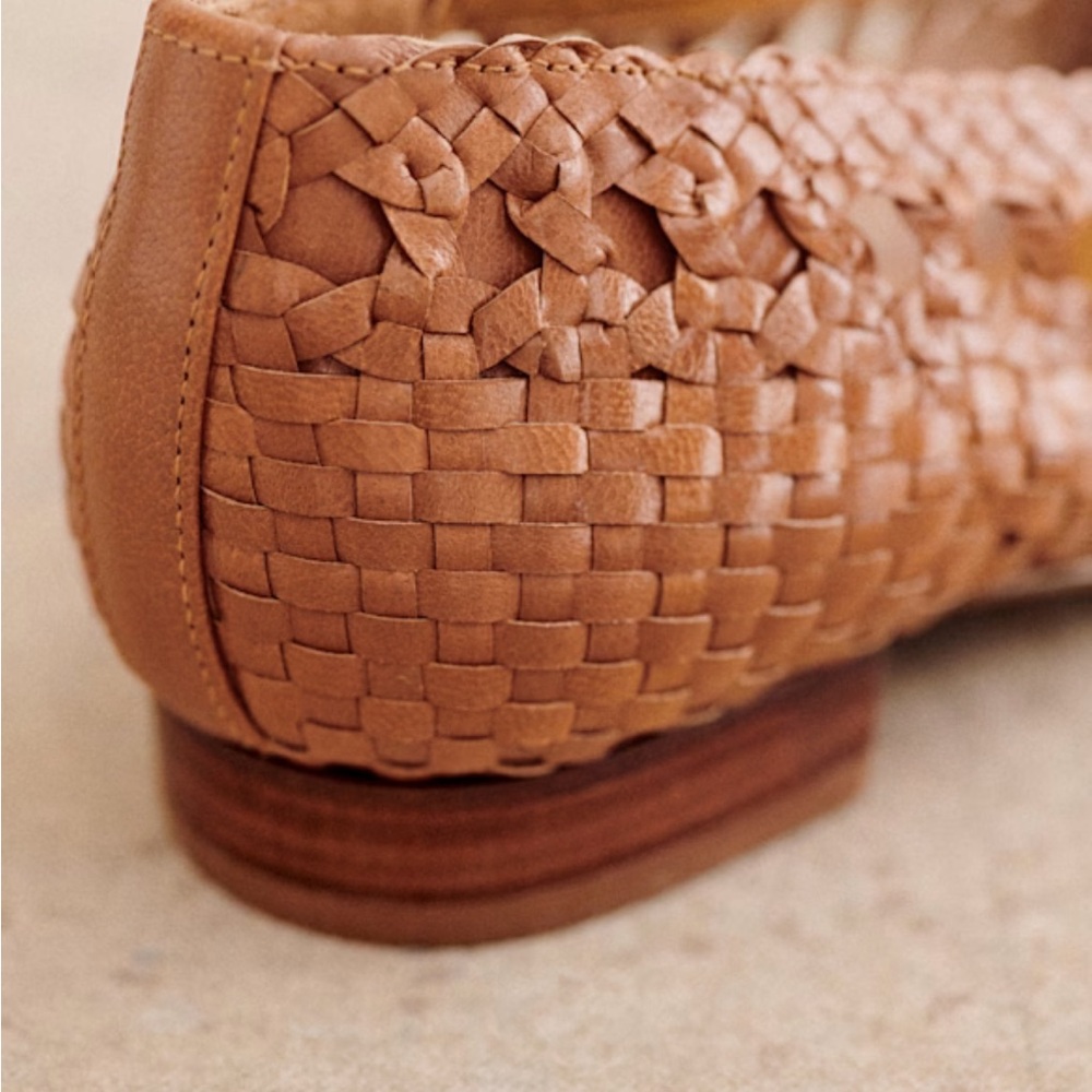 Sezane Woven Leather Flats in Tan - Picture 4 of 13